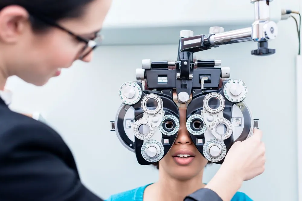 eye examination with phoropter