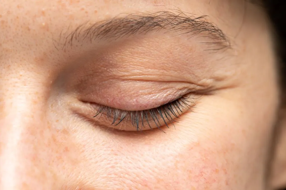 close up of eye lid