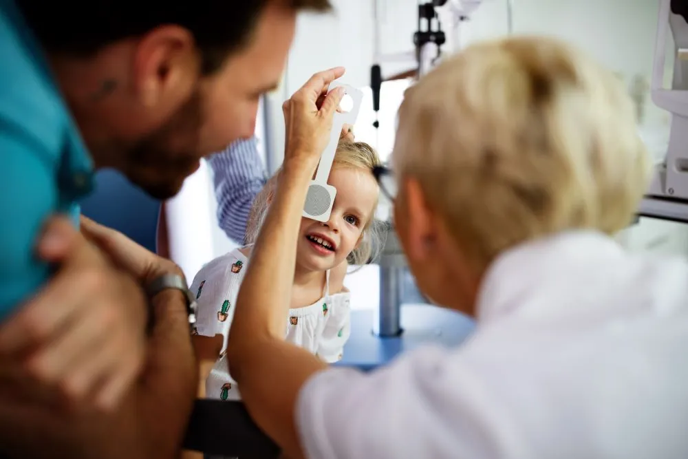 Little girl getting an eye test