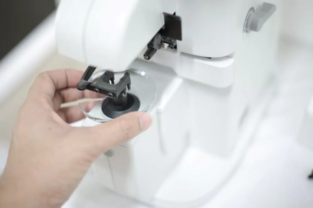 eye lenses being serviced